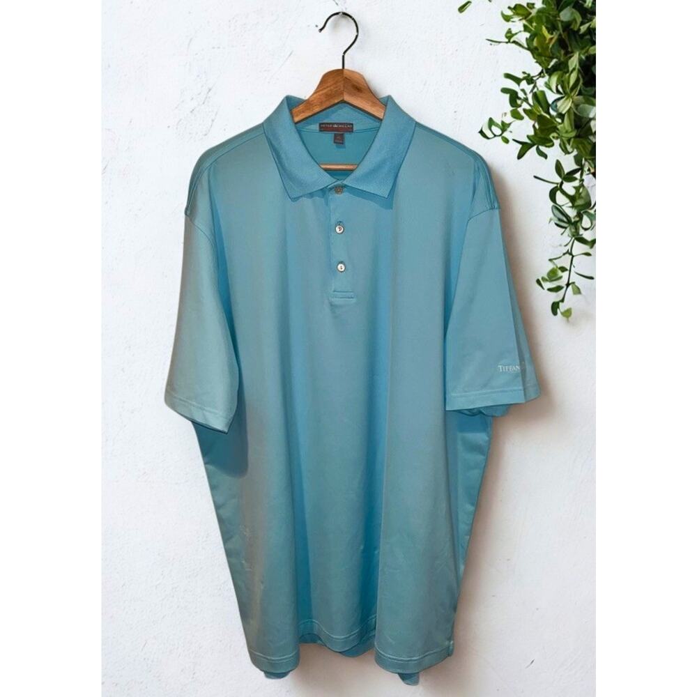 Peter Millar Tiffany & Co Summer Comfort Polo Shirt XL Blue Golf Logo Rare - Picture 4 of 13